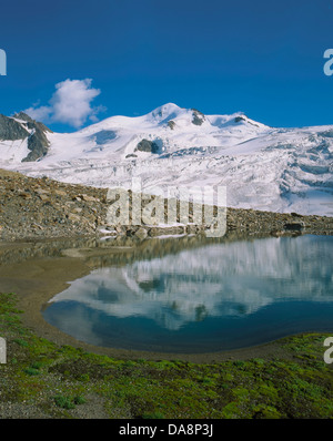 L'Autriche, Europe, Tyrol, Pitztal, Saint Leonhard, Mittelberg, Wildspitze, Taschachferner, distante, lointaine, glacier, lac, la Banque D'Images