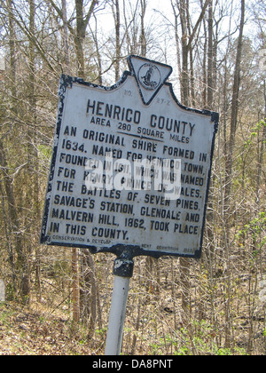 HENRICO COUNTY Area 280 milles carrés d'un original shire formé en 1634. Le nom d'Henrico, ville fondée en 1611, qui a été nommé pour Henry, Prince de Galles. Les batailles de 7 Pines, Savage's Station, Glendale et Malvern Hill, 1862, a eu lieu dans ce comté. Conservation & Development Commission, 1928 Banque D'Images