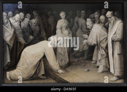 Jan Brueghel l'ancien (1568-1625). Peintre flamand, le Christ et la femme adultère, 1565. Banque D'Images