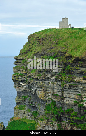 Ue, ROI, les Falaises de Moher, comté de Clare, Doolin, Europe, Union européenne, extérieur, l'Irlande, l'Irlandais, O'Brien's Tower, à l'extérieur, Outd Banque D'Images