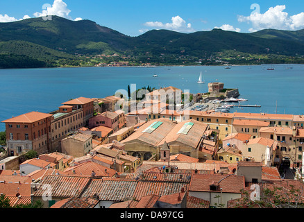 Toits Portoferraio Elba Toscane Italie Banque D'Images