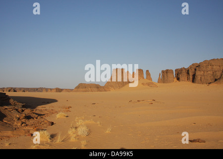 L'Algérie, Afrique, Afrique du Nord, désert, désert de sable, Sahara, Tamanrasset, le Hoggar, Ahaggar, rock, rock formation, Tassili du Hogga Banque D'Images