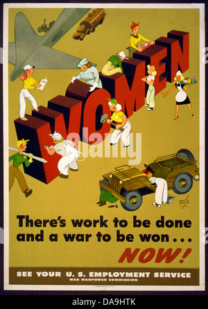 La Seconde Guerre mondiale, Seconde Guerre mondiale, la seconde guerre mondiale, de la guerre, affiche, Affiches de propagande, Propagana, USA, American, les femmes, le travail des femmes, Femme Banque D'Images