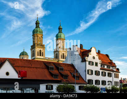 Allemagne, Europe, Bavaria, Kempten, St Lorenz, basilique, ville, village, église, automne Banque D'Images