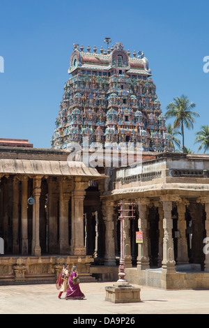 L'Inde, l'Inde, Asie, Tamil Nadu, Tiruchirappali, Trichy, Jambukeshwara, Temple, Thiruvanaikaval, Seigneur, Shiva, art, colorfu Banque D'Images