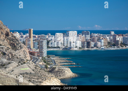L'Espagne, l'Europe, Alicante, Costa Blanca, l'architecture, Blanca, bleu, bâtiments, Costa, mis au point, le développement, sec, de la Méditerranée, Banque D'Images