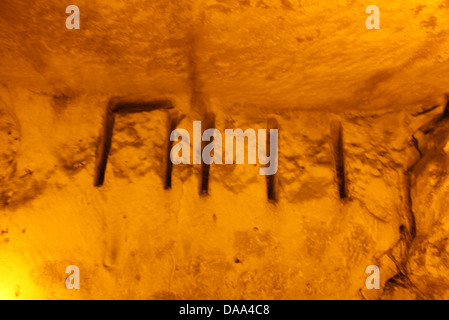 Pas de script dans l'ancienne cave de l'ancienne Duluk ou Doliche Gaziantep Turquie du sud-est Banque D'Images