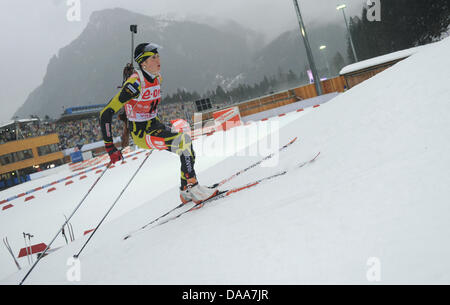 La biathlète française Marie Laure Brunet est photographié à la piste de ski de fond au cours de la 15km women's Coupe du monde à Ruhpolding (Allemagne), 13 janvier 2011. Photo : Marc Mueller Banque D'Images