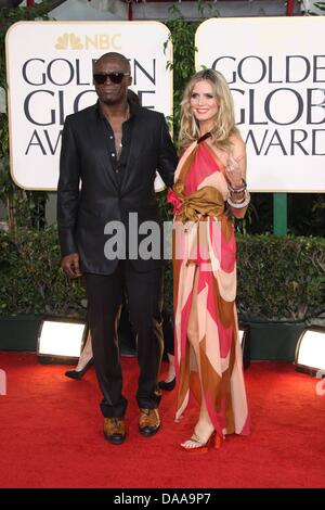 Personnalité de la télévision allemande, modèle Heidi Klum et son mari, le chanteur britannique Seal arrive à la 68e Golden Globe Awards présenté par la Hollywood Foreign Press Association à l'hôtel Beverly Hilton à Beverly Hills, Los Angeles, USA, 16 janvier 2011. Photo : Louis Garcia Banque D'Images