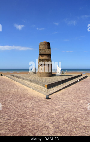 Monument à Omaha Beach - le lieu du débarquement des forces alliées au cours de l'invasion du Jour J en Normandie - 6 juin 1944. Banque D'Images