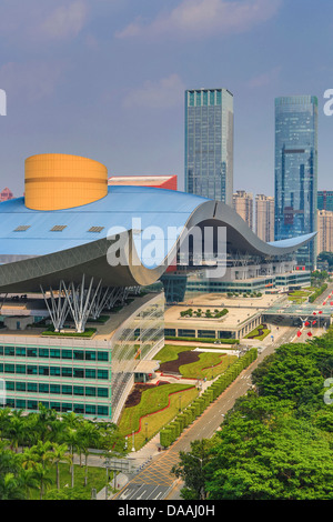 La Chine, Shenzhen, ville, en Asie, le centre-ville, Centre civique, l'architecture, big, centre, civique, de courbe, de la conception, du centre-ville, d'énormes, toit, rayray714 Banque D'Images