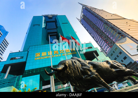 La Chine, Shenzhen, Ville, Asie, Shennan Road, Luohu District, East, Bourse, Bâtiment, architecture, Bull, business, downtow Banque D'Images