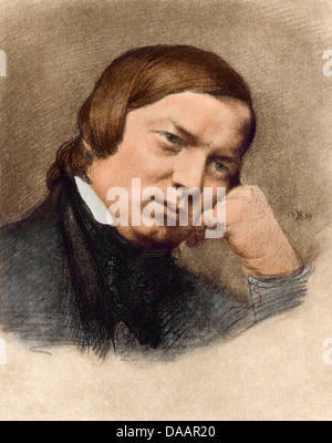 Portrait du compositeur Robert Schumann. La Photogravure couleur numérique d'un portrait Banque D'Images