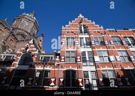 L'Europe, Pays-Bas, Amsterdam, Hollande du Nord, façade d'une maison ancienne Banque D'Images