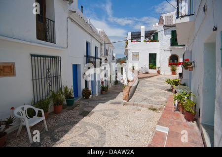 Village de montagne, Frigiliana, Nerja, Málaga, Andalousie, la Axarquia, Costa del Sol, Espagne Banque D'Images