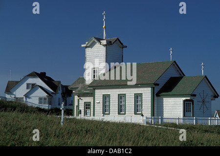 Saint Paul, l'île Saint-Paul, îles Pribilof, Alaska, USA, église, chapelle, masse, blanc, le Christ, Jésus, religion, vieux, cimetière, Banque D'Images