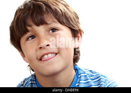 Portrait of young woman on white background - style headshot, poses naturelles Banque D'Images