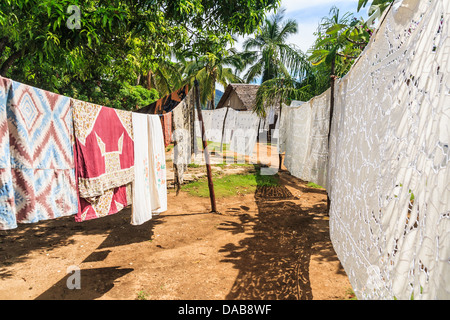 La vente de nappes à Nosy Komba Nosy Be (Madagascar), Banque D'Images