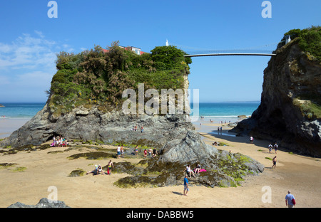 L'île sur la plage de Towan à Newquay, Cornwall, UK Banque D'Images