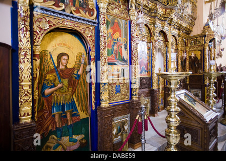 Icônes précieux grace le monastère d'Agia Triada près de La Canée, Crète, Grèce. Banque D'Images