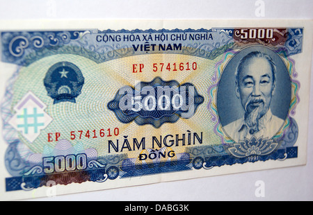 Vietnam 5000 Note d'argent Devise dongs vietnamiens Banque D'Images