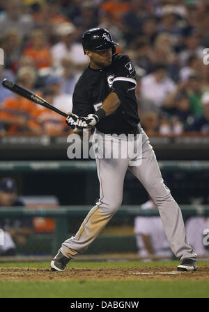 Detroit, Michigan, USA. 09 juillet 2013. Juillet 09, 2013 : Chicago White Sox outfielder Alex Rios (51) à la batte dans la huitième manche de l'action jeu MLB entre les White Sox de Chicago et les Tigers de Detroit à Comerica Park à Detroit, Michigan. Les White Sox défait les Tigers 11-4. Credit : csm/Alamy Live News Banque D'Images