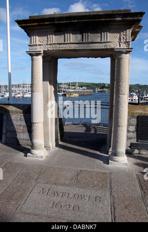 Mayflower steps, Barbican, Plymouth, Devon, Angleterre, Royaume-Uni, Europe Banque D'Images