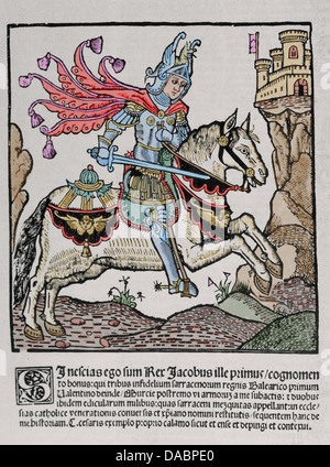 Jacques I le Conquérant (1208 - 1276), roi d'Aragon. La gravure. Banque D'Images