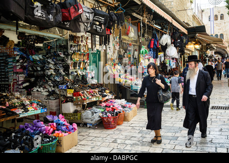 Marché dans le quartier musulman de la vieille ville, Jérusalem, Israël, Moyen Orient Banque D'Images