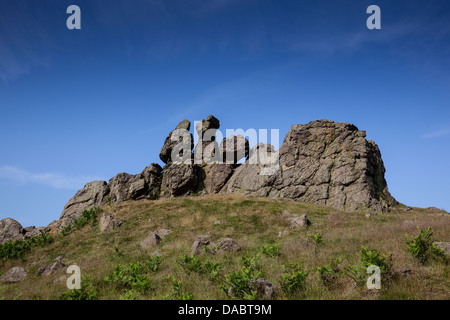 Trois doigts Rock le Caer Caradoc Hill près de Church Stretton, Shropshire Banque D'Images