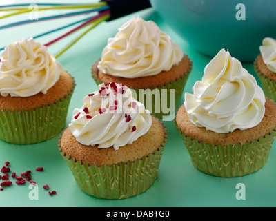 Stevia cupcakes avec glaçage à la crème au beurre à la vanille Banque D'Images