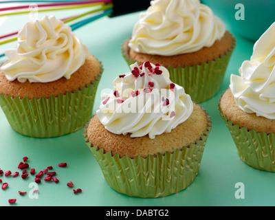 Stevia cupcakes avec glaçage à la crème au beurre à la vanille Banque D'Images