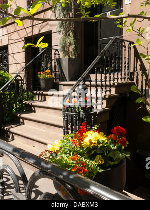 Pierres à sourcils dans le quartier historique de Murray Hill, New York, États-Unis Banque D'Images