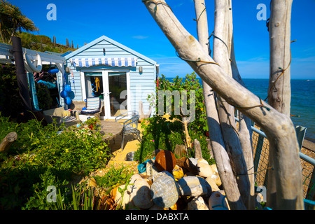 Beach Hut, avant-pays, Bembridge, île de Wight, Angleterre, Royaume-Uni, Banque D'Images