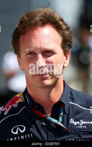 Le team principal de Red Bull, Christian Horner, Britannique vu au circuit Nürburgring Nuerburg en, Allemagne, 07 juillet 2013. Photo : Jens Buettner/dpa Banque D'Images