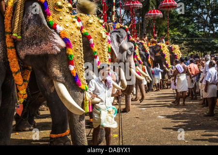 Thrissur Pooram, Temple Festival, Thrissur, Kerala, Inde Banque D'Images