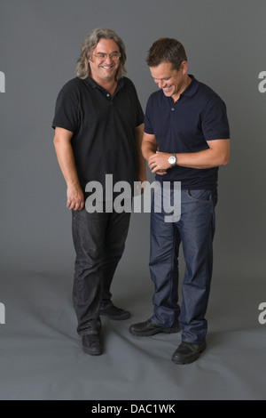 LOS ANGELES - Juillet 7 L'Acteur Matt Damon et Paul Greengrass Directeur à Los Angeles, Californie, États-Unis le 7 juillet 2007. Banque D'Images