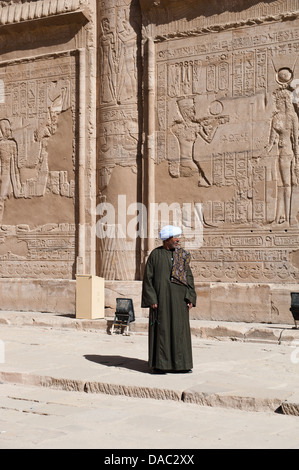 Reliefs sur les murs du temple d'Edfou, Egypte Banque D'Images