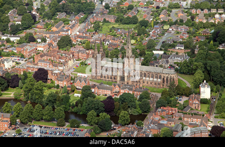 Vue aérienne de la cathédrale de Lichfield dans le Staffordshire Banque D'Images