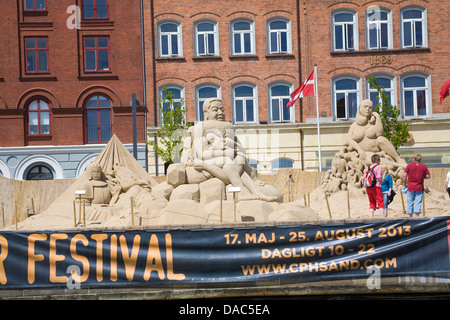 Danemark Copenhague International Festival de sculptures de sable de l'événement spectaculaire créé par le talent des artistes de sable. Banque D'Images