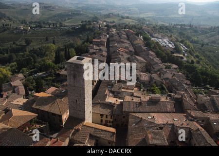 Vue panoramique sur San Gimignano en Toscane, Italie Banque D'Images