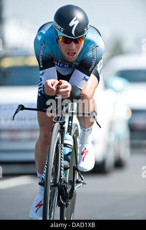 Le Mont Saint-Michel, France. 10 juillet, 2013. Mark Cavendish en action au cours de l'individu et Avanches Time-Trial entre le Mont-Saint-Michel. Credit : Action Plus Sport/Alamy Live News Banque D'Images