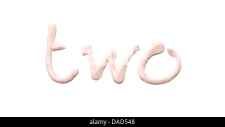 Numéro de rose crème pour le corps forme 2 couper sur un fond blanc Banque D'Images