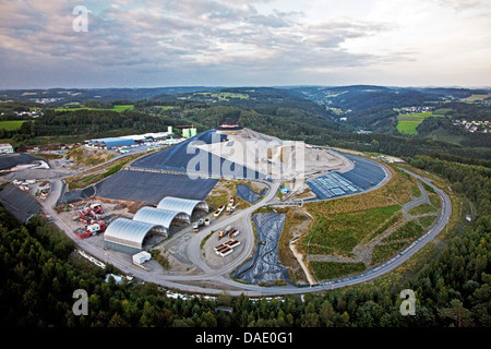 Vue aérienne de déchetterie, l'Allemagne, en Rhénanie du Nord-Westphalie, Haut-berg, Lindlar Banque D'Images