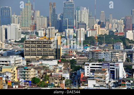 Vue panoramique de Chinatown et du quartier financier, Thaïlande, Bangkok Banque D'Images