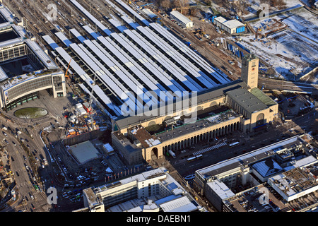 Vue aérienne de la gare centrale de Stuttgart, Stuttgart 21 site de construction, Allemagne, Bade-Wurtemberg, Stuttgart Banque D'Images