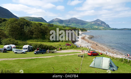 Aberafon site camp près de Caernarfon au bord de la mer, dans le Nord du Pays de Galles UK Banque D'Images