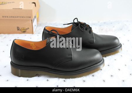 1461 Dr Martens chaussures, air wair, chaussures noires, Norfolk, Royaume-Uni Banque D'Images