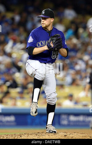 Los Angeles, Californie, USA. 11 juillet, 2013. Le 11 juillet 2013 Los Angeles, Californie : au cours de la partie de baseball de ligue majeure entre les Rockies du Colorado et Les Dodgers de Los Angeles au Dodger Stadium le 11 juillet 2013 à Los Angeles, Californie. Rob Carmell/CSM/Alamy Live News Banque D'Images