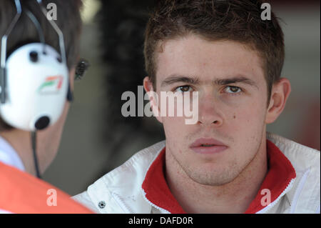 Pilote de Formule 1 britannique Paul di Resta Force India de photo lors des tests de conduite sur le circuit de Catalogne à Barcelone, Espagne, 20 février 2011. Photo : David Ebener Banque D'Images